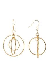 18K Gold Plated Sterling Silver Wire Wrapped & Smooth Triple Circle Drop Earrings