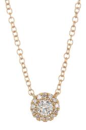 14k Yellow Gold Round-Cut Diamond Halo Pendant Necklace - 0.14 ctw