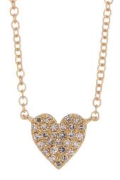 14K Yellow Gold Pave Diamond Heart Pendant Necklace - 0.09 ctw