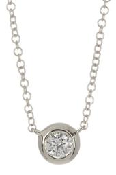 14K White Gold Round-Cut Diamond Pendant Necklace - 0.11 ctw