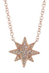 14K Rose Gold Pave Diamond Starburst Pendant Necklace - 0.06 ctw