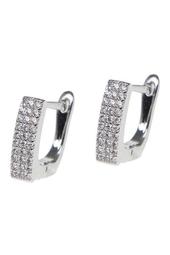 CZ Pave Square Huggie Earrings