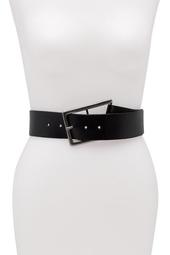 Geometric Buckle Leather Belt