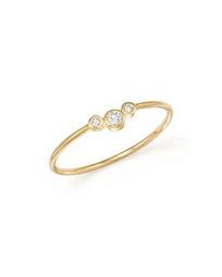 14K Yellow Gold Small Triple Graduated Diamond Curved Bezel Ring