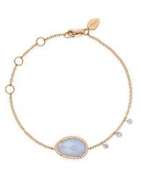 14K Rose and White Gold Chalcedony Bracelet with Diamonds