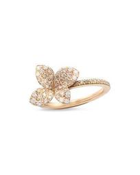 18K Rose Gold Secret Garden Four Petal Flower Pavé Diamond Ring