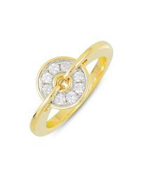 18K White & Yellow Gold Diamond Small Spinning Disc Ring