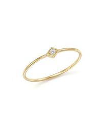 14K Yellow Gold Diamond-Shape Ring with Diamond