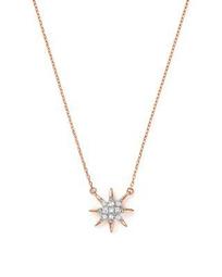 14K Rose Gold Pavé Diamond Starburst Pendant Necklace, 15"