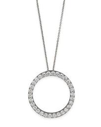 Roberto Coin 18K White Gold and Diamond Large Circle Necklace, 16"