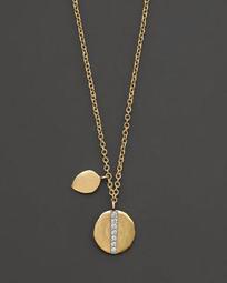 14K Yellow Gold Diamond Line Pendant Necklace, 16"