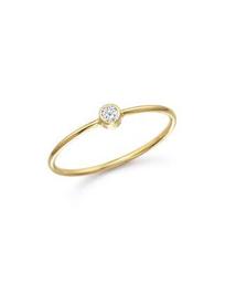 14K Yellow Gold and Diamond Bezel Thin Ring
