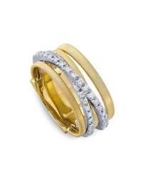 18K Yellow Gold Goa Five Row Ring with Diamonds