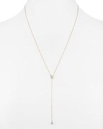 14K Yellow Gold Teardrop Lariat Necklace with Diamonds, 20"