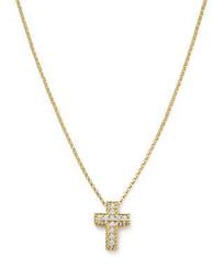 18K Yellow Gold Tiny Treasures Diamond Cross Pendant Necklace, 17"