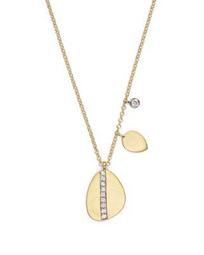 14K Yellow Gold Pear Nugget Necklace with Diamonds, 16"