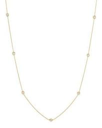18K Yellow Gold Seven Station Necklace with Diamonds, 18"