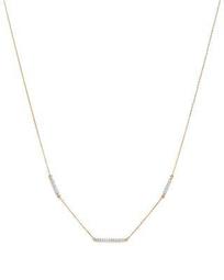 14K Yellow Gold Triple Pavé Diamond Bar Choker Necklace, 13.5"