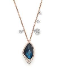 14K Gold and Blue Labradorite Necklace, 16"
