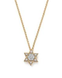 18K Yellow Gold Tiny Treasures Princess Diamond Star of David Necklace, 18"