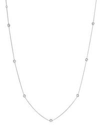 18K White Gold Bezel-Set Diamond Station Necklace, 18"