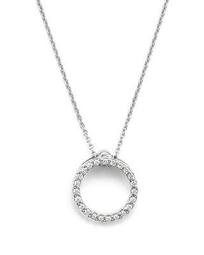 Roberto Coin 18K White Gold and Diamond Extra Small Circle Necklace, 16"