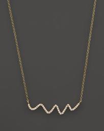 18K Yellow Gold Diamond Squiggle Necklace, 16"