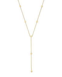 14K Yellow Gold Itty Bitty Disc Drop Lariat Necklace, 18"