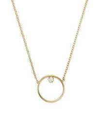 14K Yellow Gold Paris Small Circle Diamond Necklace, 15"
