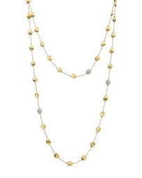 Siviglia 18K Yellow Gold Necklace with Diamond Stations, 49.5"