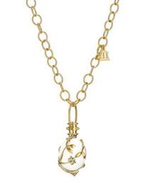 Crystal And Diamond Vine Pendant Set in 18 K Yellow Gold