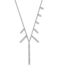 14K White Gold Multi-Diamond Bar Dangle Necklace, 16"