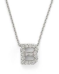 18K White Gold "Love Letter" Initial Pendant Necklace with Diamonds, 16"