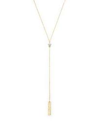 14K Yellow Gold Petite Y Necklace with Diamond Star and Believe Bar, 18"