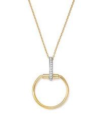 18K White & Yellow Gold Classic Parisienne Diamond Round Pendant Necklace, 17"