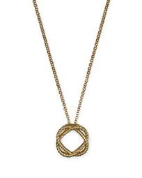 18K Yellow Gold Small Twisted Circle Pendant Necklace, 16"