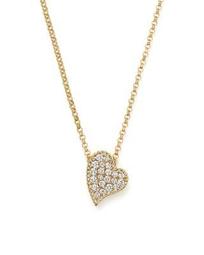 18K Yellow Gold Tiny Treasures Princess Diamond Heart Necklace, 18"