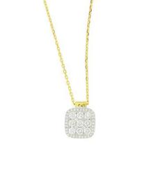 18K Yellow & White Gold Diamond Firenze Medium Cushion Pendant Necklace, 18"