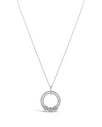 18K White Gold Tresore Diamond Large Ring Pendant Necklace, 18"