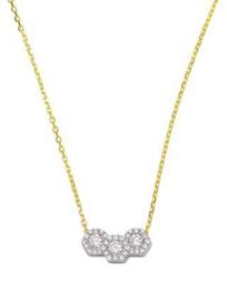18K White & Yellow Gold Firenze Triple Hexagonal Diamond Pendant Necklace, 16"