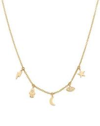 14K Yellow Gold Itty Bitty Celestial Charms Necklace with Diamonds, 16"