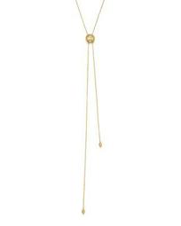14K Yellow Gold Bolo Lariat Necklace with Diamond, 30"