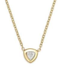 14K Yellow Gold Pendant Necklace with Trillion Diamond, 14"