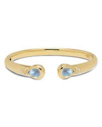 Temple St. Clair 18K Yellow Gold Classic Hinge Bracelet with Royal Blue Moonstone and Diamonds