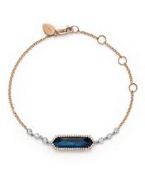 14K Rose Gold, Blue Labradorite and Onyx Bracelet with Diamonds