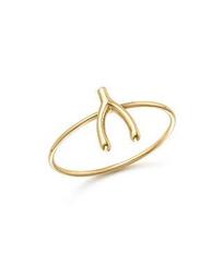 14K Yellow Gold Small Wishbone Ring
