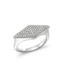 Sterling Silver Pavé Diamond Stretched Diamond Signet Ring