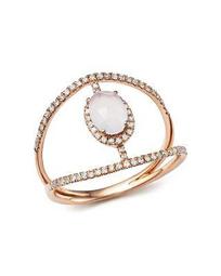 14K Rose Gold Chalcedony Cage Ring with Diamond