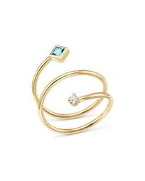 14K Yellow Gold Diamond and Aquamarine Wrap Ring - 100% Exclusive