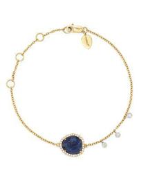 14K Yellow and White Gold Sapphire Bracelet with Diamonds